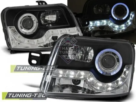 Передние фары Fiat Panda 2 (2003-2012) Daylight черные