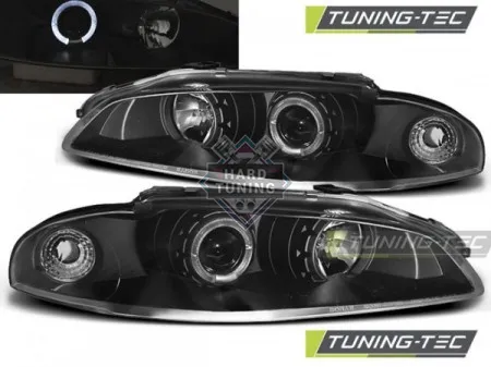 Передние фары Mitsubishi Eclipse 2 (1997-1998) Angel Eyes черные