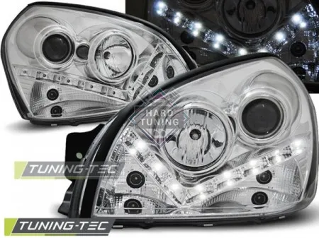 Передние фары Hyundai Tucson 1 (2004-2010) Daylight хром