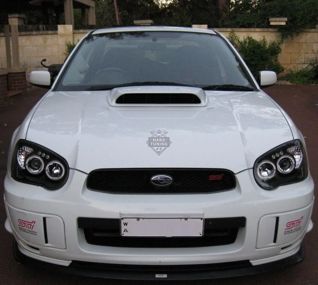 Передние фары Subaru Impreza 2 GD (2003-2005) Angel Eyes черные