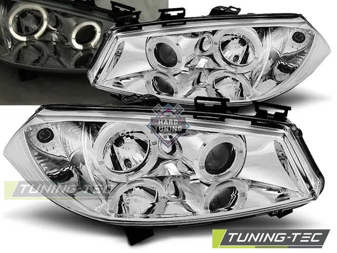 Передние фары Renault Megane 2 (2002-2005) ANGEL EYES хром