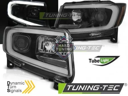 Передние фары Jeep Grand Cherokee (2011-2013) Tube Light SEQ черные