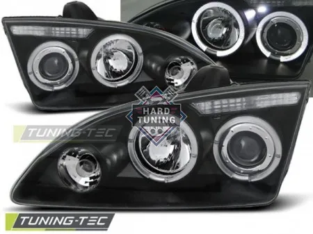 Передние фары FORD FOCUS 2 (2004-2008) ANGEL EYES черные