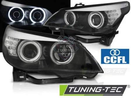 Передние фары BMW E60/E61 (2003-2007) HEADLIGHTS ANGEL EYES CCFL LED INDICATOR fits черные