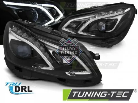 Передние фары Mercedes W212 (2013-2016) True DRL черные