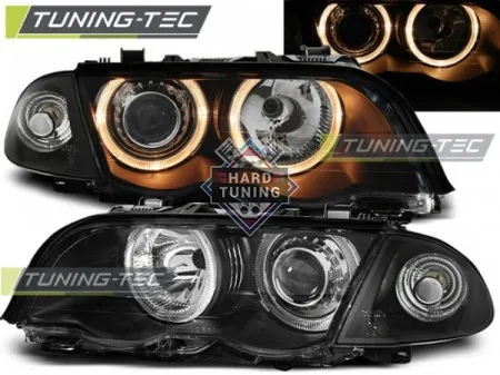 Передние фары BMW E46 (1999-2001) S/T HEADLIGHTS ANGEL EYES fits черные