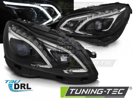 Передние фары Mercedes W212 (2013-2016) True DRL черные