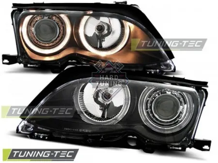 Передние фары BMW E46 (2001-2005) S/T HEADLIGHTS ANGEL EYES BLACK fits черные