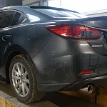 Накладка-диффузор c боковыми клыками SPORT на задний бампер Mazda 6 GJ 2012-2015