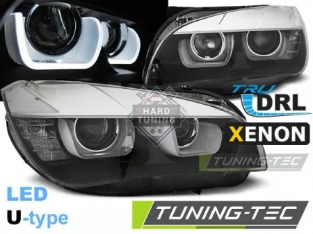 Передние фары BMW X1 E84 (2012-2014) XENON HEADLIGHTS U-LED LIGHT fits черные