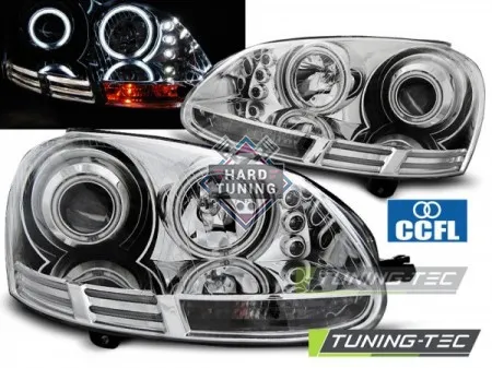 Передние фары Volkswagen Golf 5 (2003-2009) Angel Eyes CCFL хром