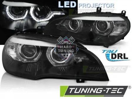Передние фары BMW X5 E70 07-13 (XENON OEM) LED HEADLIGHTS ANGEL EYES LED DRL fits черные