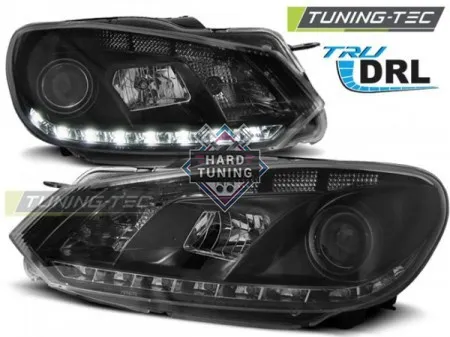 Передние фары Volkswagen Golf 6 (2008-2012) True DRL черные