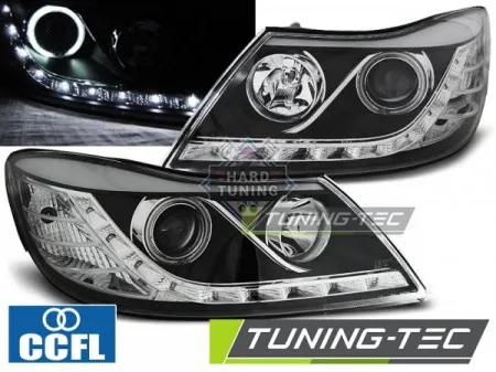 Передние фары Skoda Octavia A5 (2009-2012) Daylight черные