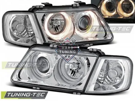 Передние фары AUDI A3 8L 1996-2000 HEADLIGHTS ANGEL EYES fits хром