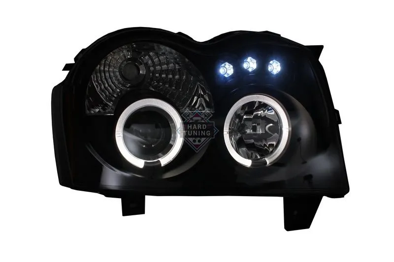 Передние фары Jeep Grand Cherokee (2005-2008) Angel Eyes черные