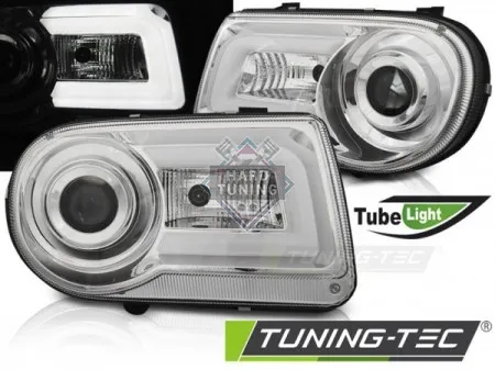 Передние фары Chrysler 300C (2005-2010) Tube Light хром