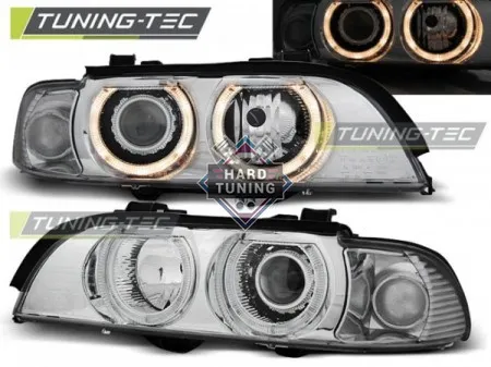 Передние фары BMW E39 (1995-2003) XENON HEADLIGHTS ANGEL EYES fits хром