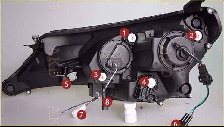 Тюнинг фары Toyota Rav4 '13 с линзами, черные H7/H1