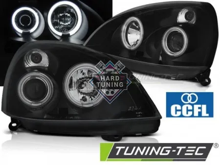 Передние фары Renault Clio 2 (2001-2005) Angel Eyes CCFL черные