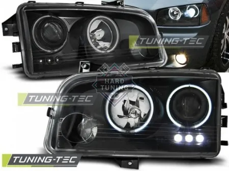Передние фары Dodge Charger LX (2006-2010) Angel Eyes CCFL черные