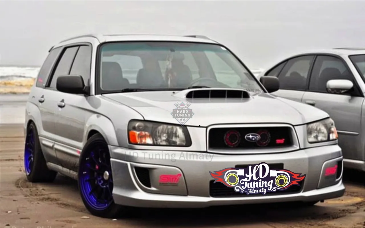 Решетка радиатора STI + реснички под фары Cross Sport Subaru Forester SG Дорестайлинг