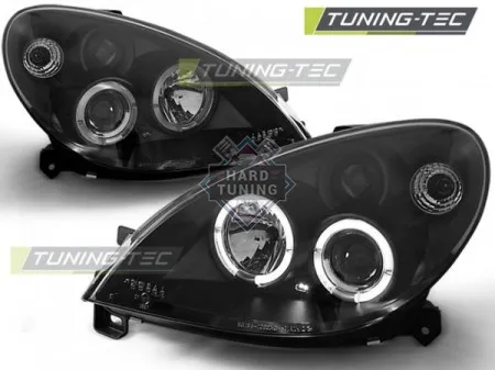 Передние фары Citroen Xsara (2000-2004) Angel Eyes черные