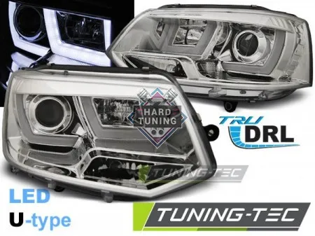Передние фары Volkswagen T5 (2010-2015) U-LED Light хром