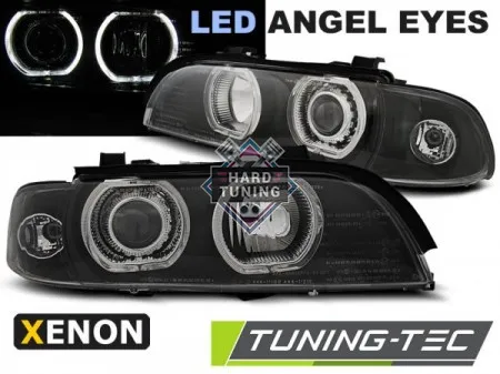 Передние фары BMW E39 (1995-2003) XENON HEADLIGHTS ANGEL EYESLED fits черные