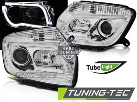 Передние фары Dacia Duster 1 (2010-2014) Tube Light хром