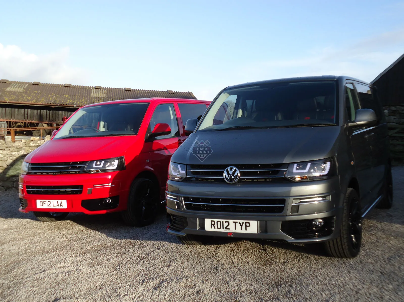Передние фары Volkswagen T5 (2010-2015) U-LED Light черные