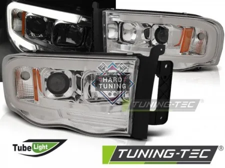 Передние фары Dodge Ram (2002-2006) Tube Light хром