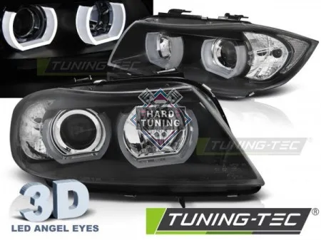Передние фары BMW E90/E91 (2005-2008) HEADLIGHTS U-LED LIGHT 3D fits черные