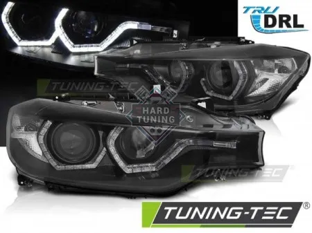 Передние фары BMW F30/F31 LCI (2015-2018) HEADLIGHTS ANGEL EYES LED DRL fits черные