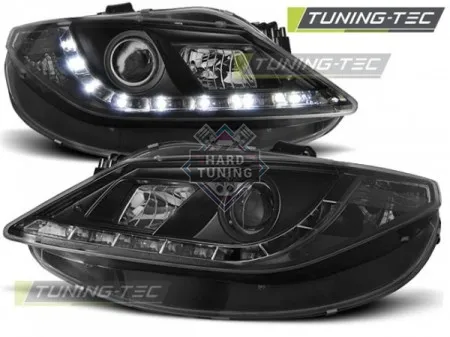 Передние фары Seat Ibiza 6J (2008-2012) Daylight черные