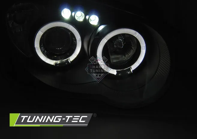 Передние фары Subaru Impreza 2 GD (2003-2005) Angel Eyes черные
