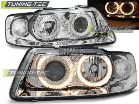 Передние фары AUDI A3 8L 2000-2003 HEADLIGHTS ANGEL EYES fits хром