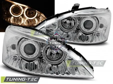 Передние фары FORD FOCUS 1 (1998-2001) ANGEL EYES хром