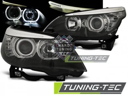 Передние фары BMW E60/E61 (2003-2007) HEADLIGHTS ANGEL EYES LED fits черные