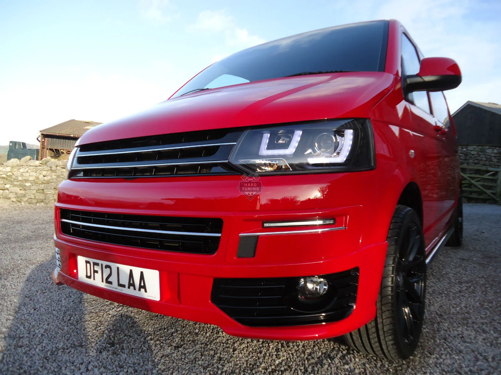 Передние фары Volkswagen T5 (2010-2015) U-LED Light черные