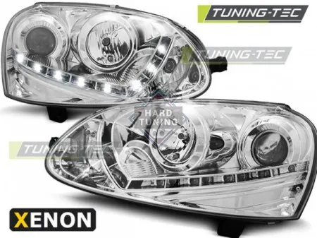 Передние фары Volkswagen Golf 5 (2003-2008) Xenon Daylight хром