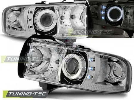Передние фары Dodge Ram (1994-2001) Angel Eyes хром