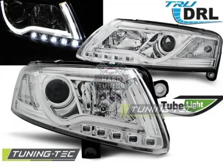 Передние фары AUDI A6 C6 2004-2008 HEADLIGHTS TUBE LIGHT DRL fits хром