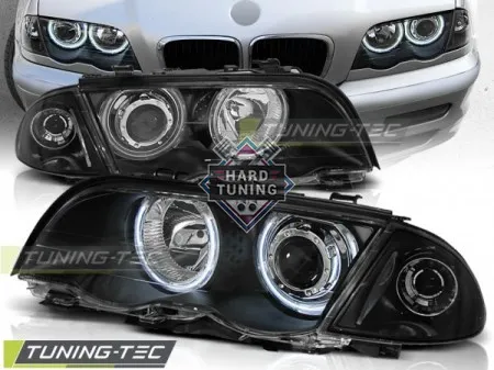 Передние фары BMW E46 (1999-2001) S/T HEADLIGHTS ANGEL EYES CCFL fits черные