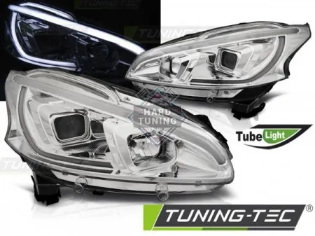 Передние фары Peugeot 208 (2012-2015) Tube Light хром