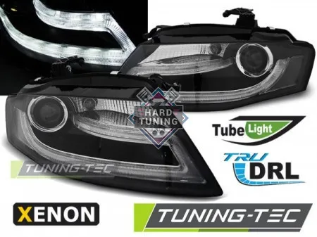 Передние фары AUDI A4 B8 04.08-11 XENON HEADLIGHTS TRUE DRL fits черные