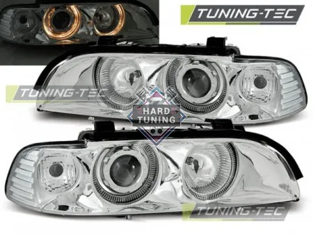 Передние фары BMW E39 (1995-2003) HEADLIGHTS ANGEL EYES fits хром