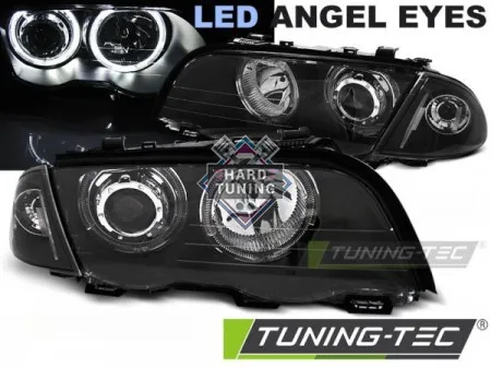Передние фары BMW E46 (1999-2001) S/T HEADLIGHTS ANGEL EYES LED fits черные