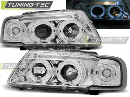 Передние фары AUDI A3 8L 1996-2000 HEADLIGHTS ANGEL EYES fits хром