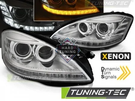 Передние фары Mercedes W221 (2005-2009) Xenon Daylight SEQ хром